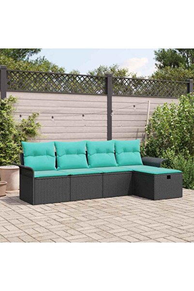 vidaxl Set de canapele pentru gradina cu perna 5 pcs Rattan poli