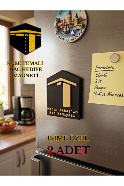 katre flowers Kişiye Özel İsimli Kabe Temalı Hac ve Umre Hediyelik Magnet - 2...