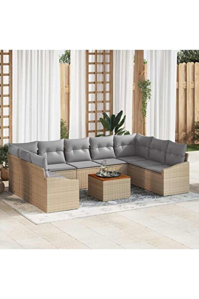 vidaxl Set de canapele pentru gradina 10 pcs Beige È™i gri deschis