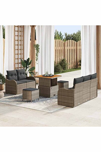 vidaxl Set de canapele pentru gradina cu perna 8 pcs Gri poliratan