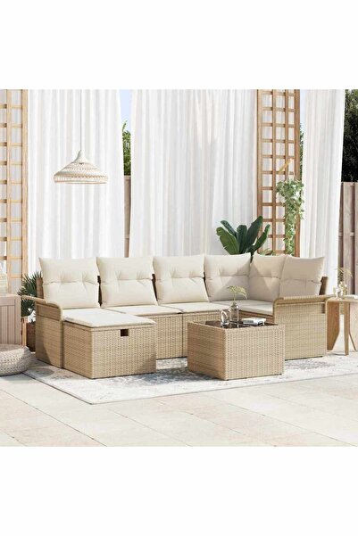 vidaxl Set de canapele pentru gradina cu perna 7 pcs Rattan poli