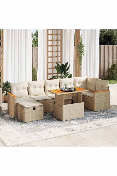 vidaxl Set canapele de gradina cu perne, 5 piese, bej, poliratan