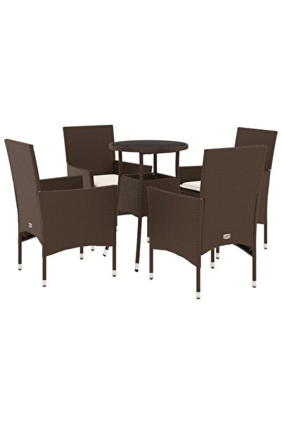 vidaxl Set mobilier de gradina cu perne 5 piese maro poliratan&sticla