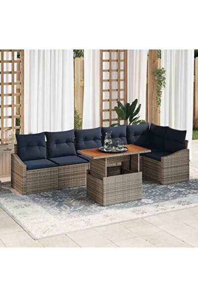vidaxl Set de canapele pentru gradina 7 pcs Gri Rattan poli