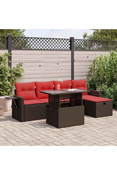 vidaxl Set mobilier gradina perne 6 piese maro poliratan