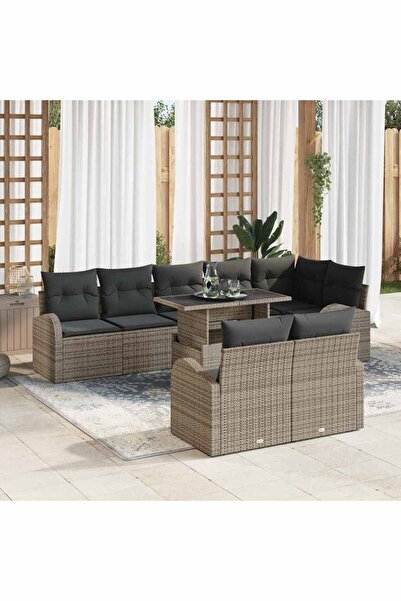 vidaxl Set de canapele pentru gradina 9 pcs Gri Rattan poli