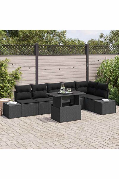 vidaxl Set de canapele pentru gradina 7 pcs Negru Rattan poli
