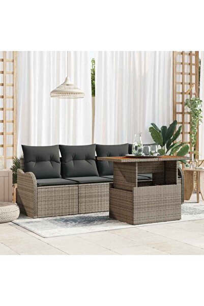 vidaxl Set de canapele pentru gradina 5 pcs Gri poliratan
