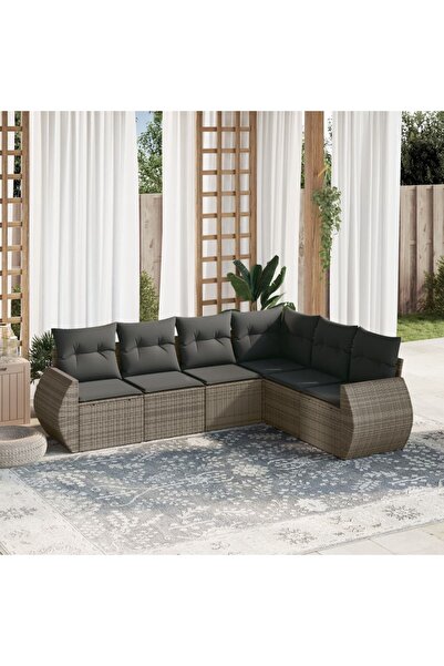 vidaxl Set mobilier gradina cu perne, 6 piese, gri, poliratan