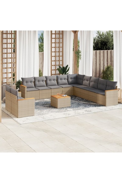 vidaxl Set canapele de gradina cu perne, 12 piese, bej, poliratan