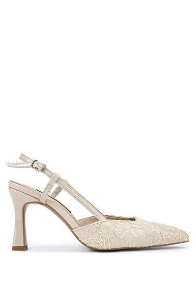 Tamer Tanca Women's Faux Leather Beige Heeled Shoes