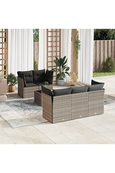 vidaxl Set canapele de gradina cu perne, 6 piese gri deschis poliratan