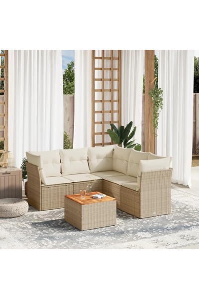 vidaxl Set canapele de gradina cu perne, 6 piese, bej, poliratan