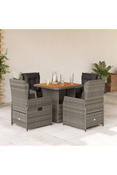 vidaxl Set mobilier de gradina cu perne, 5 piese, gri, poliratan
