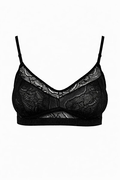 Wakabayashi Black Lace Gathering Bra Without Underwire