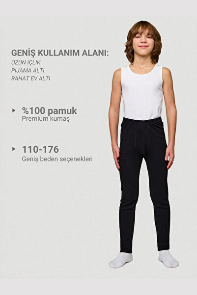 Lisa Crown Siyah %100 Pamuk Erkek Çocuk İçlik / Alt Tayt LCSIMON