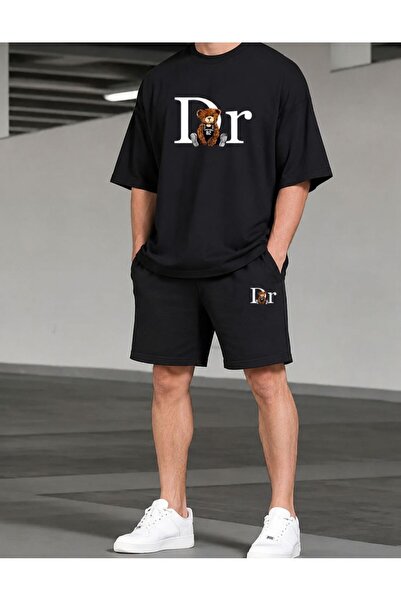 HerTarzınTrendi Set de tricou și pantaloni scurți supradimensionați cu imprim...