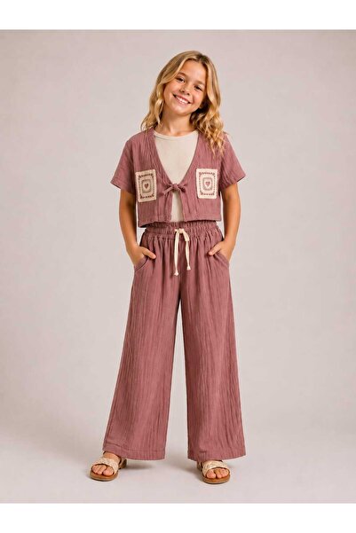 CoolCix PAMUKOV MUSLIN TKANINA VEZANI KAMIZOL-POKLOPAC I MAJICA 3-DELNI SET