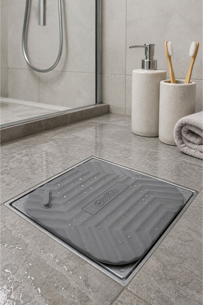 newar Gray Square Silicone Sink Drain Mat Anti-Odor Sink Strainer and Pest Bl...