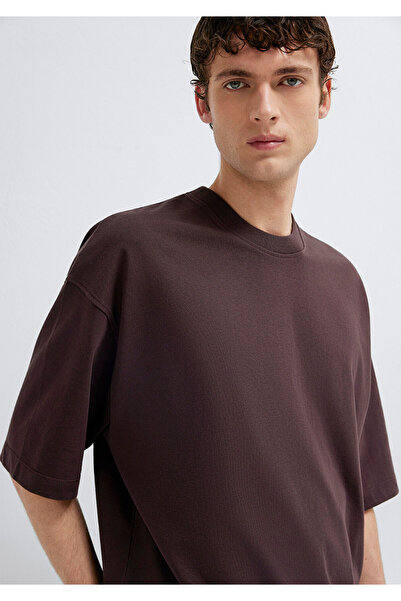 Mavi Crew Neck Brown Basic T-Shirt Oversize / Wide Cut 0613113-88083