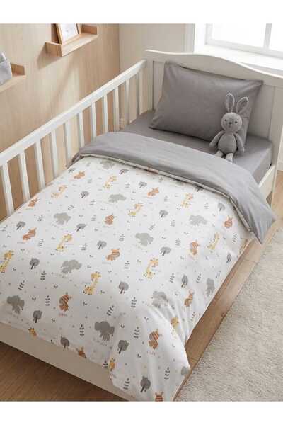 Terzi Ömer 100% Cotton Giraffe Patterned Zippered Baby Duvet Cover Set