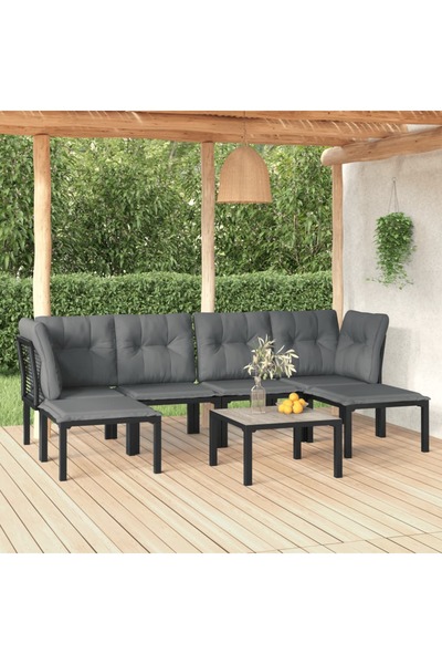 Concept Set mobilier de grădină, 7 piese, negru și gri, poliratan