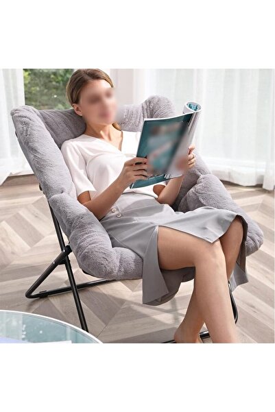 EasyLife Luxury Foldable Camping Moon Chair Soft Plush Lounge Chair Indoor Ou...