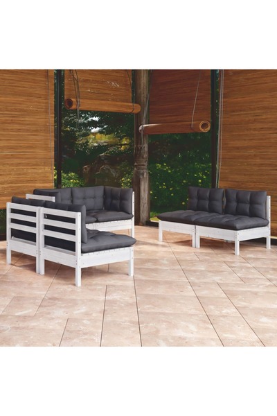 vidaxl Set mobilier de gradina cu perne, 6 piese, lemn masiv de pin