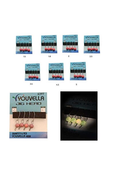 CAPTAIN Youvella 6397 Mafsallı LRF Jig Head Pink Glow Head 4lü Paket Standart...