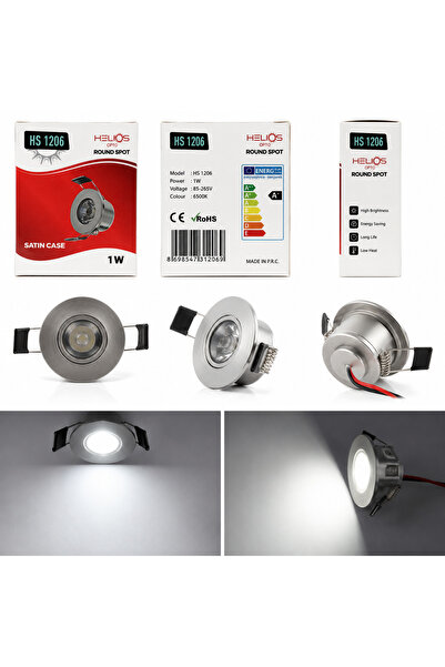 Helios HS1206 1W LED Gömme Spot Satin Kasa Mini Spot Armatür BEYAZ IŞIK