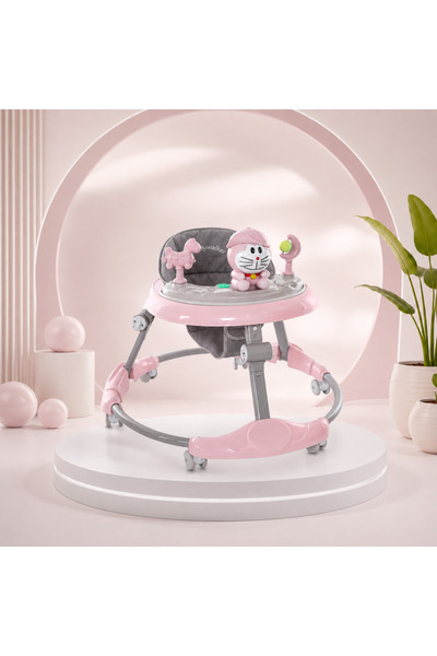 Bebelul Pink foldable walker with musical toys and 4 height adjustment levels