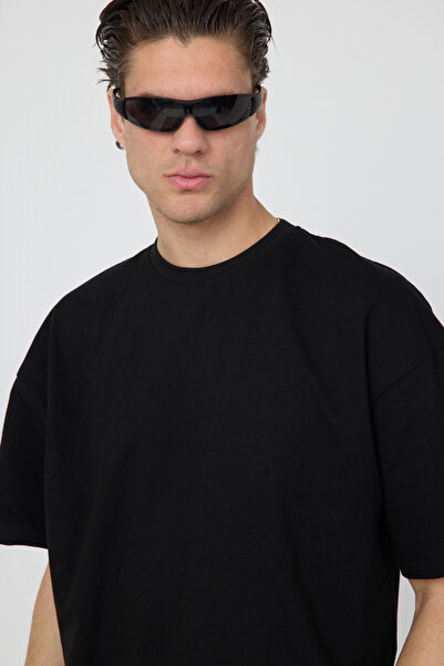 gothamvibes Erkek Blank Oversize Siyah T-Shirt
