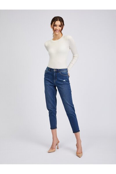 ORSAY Dark blue women's cropped mom fit jeans