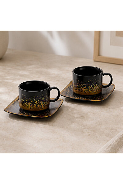 MODALITE Set 2 cesti cu 2 farfurii din portelan, 180 ml, Design elegant, Set ...