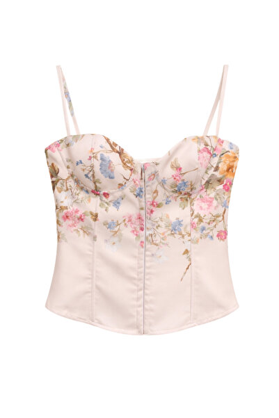 LUMİNA Γυναικείος Κορσές Κρεμ Floral LD5418-CREMA