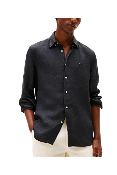 Tommy Hilfiger Ανδρικό Λινό Πουκάμισο Μαύρο MW0MW41530-BDS