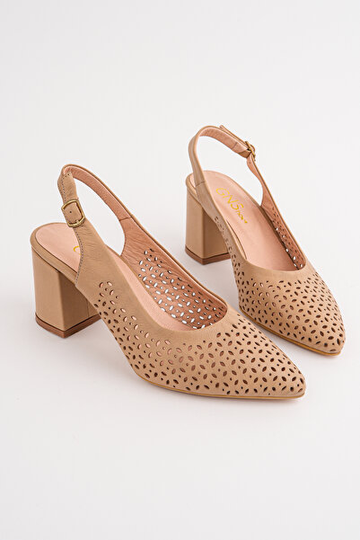 GNS Shoes Γυναικεία πέδιλα με χοντρό τακούνι VERANO Scissors Skin από γνήσιο ...