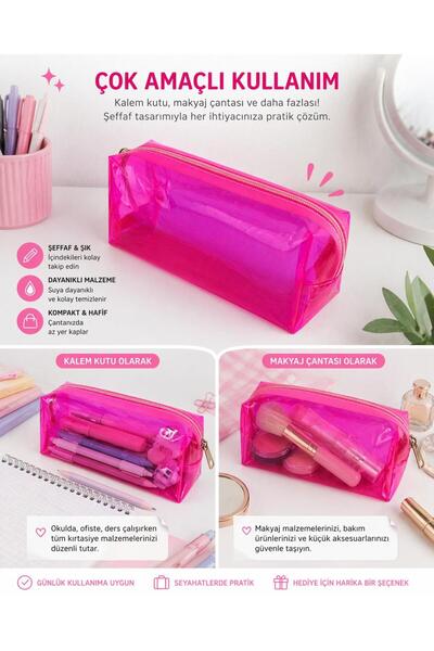 alisa Transparent Colored Pen Holder & Makeup Bag – Multi-Purpose Waterproof ...