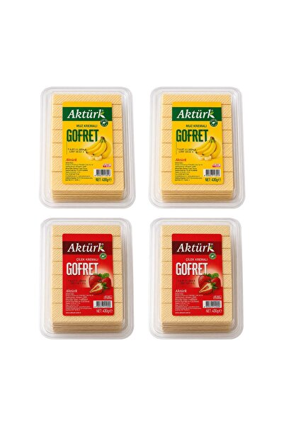 Aktürk Gofret Çilek ve Muz Kremalı 430 gr x 4 lü Karma Paket