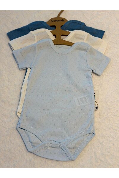 Caramell Erkek Bebek&Çocuk 3'lü Body - %100 Doğal Pamuk - Mavi-Ekru-İndigo