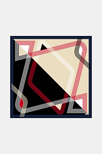 Vakko SİYAH GEOMETRİK DESENLİ TWILL EŞARP