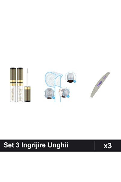 Makeup Set 3 Ingrijire Unghii - Gel Sprancene Eveline, Casca Balayage + Pila ...
