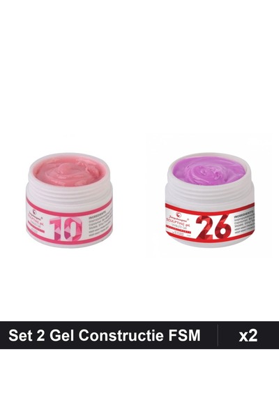 Makeup Set 2 Gel Constructie UV LED FSM 15g, Nuante 10 26, Builder Gel Unghii