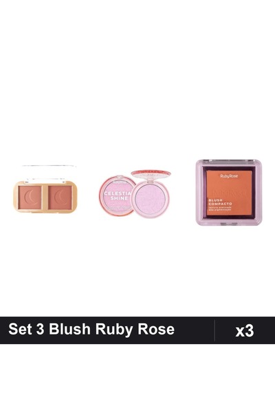 Makeup Set 3 Blush Iluminator Ruby Rose, Paleta Cheek To Cheek 03, Celestial ...
