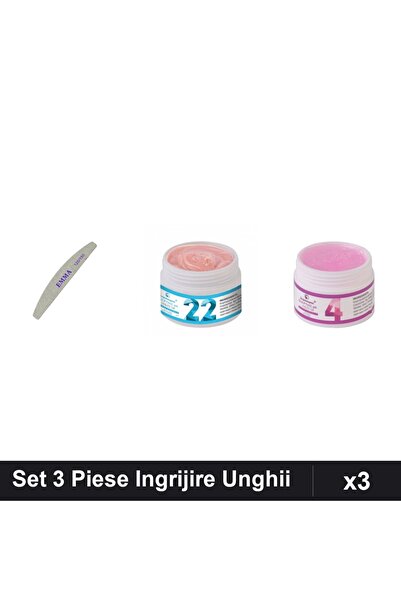 Makeup Set 3 Piese Ingrijire Unghii: Pila EMMA 150/240 + 2x Gel Constructie U...