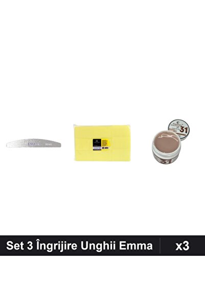 Makeup Set 3 Îngrijire Unghii Emma - Pilă 80/80, Șervețele 900buc, Gel Constr...