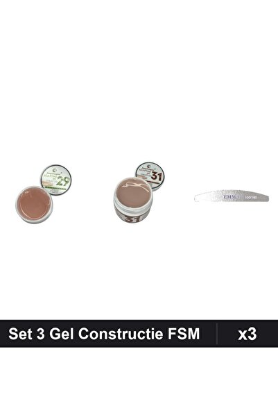 Makeup Set 3 Gel Constructie UV LED FSM 15g Nuante 29 31, Pila Unghii Emma 10...