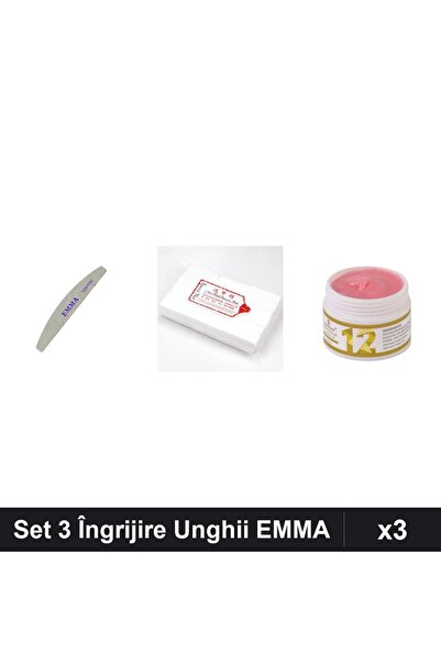 Makeup Set 3 Îngrijire Unghii EMMA - Pilă 150/240, Șervete 900buc, Gel Constr...
