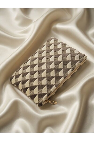 VELORİA BAG & SCARF Veloria Bag Zigzag clucth çanta DOKUMA KUMAŞ ve KORUMA PE...