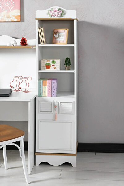 Palmera LUNA Kitaplık Cappuccino-Pudra - Neo-Klasik Dar Kitaplık 46 cm